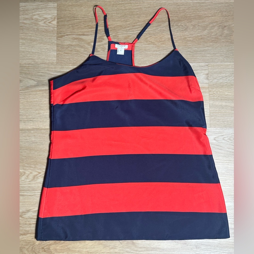J. crew | Women’s 4 Navy Blue and Red Striped Racerback Camisole Tank Top Blouse